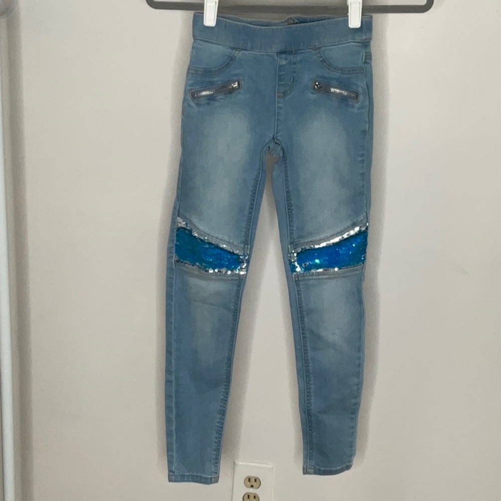 Justice Sequin Mid Rise Jegging Size 10 Slim - Picture 2 of 11